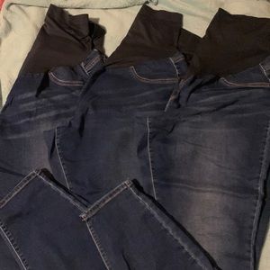 Three pair a-glow Maternity jeans/Jeggins one size 22 two size 20.